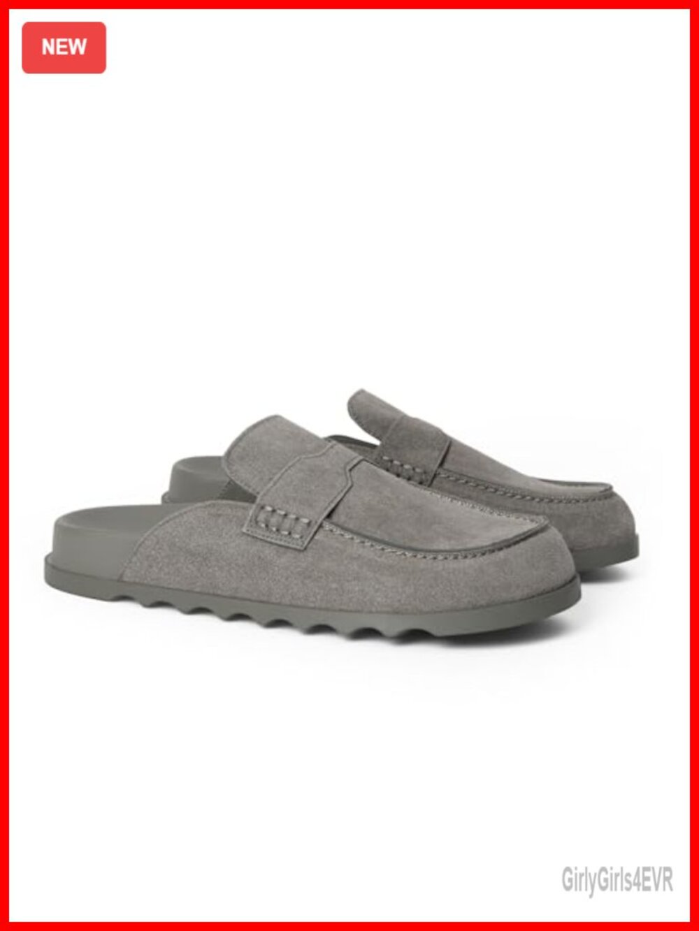 Suede Mule Loafers Backless Slip On Flats Round Toe Comfort Slides